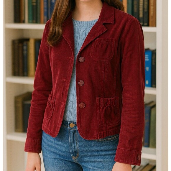 SO Jackets & Blazers - SO REAL SO RIGHT Jacket Womens Sz Large Red Corduroy Button Y2K Academia Vintage